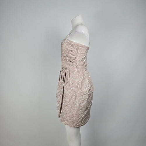 Max and Cleo Champagne Floral Sleeveless Mini Dress Size 8