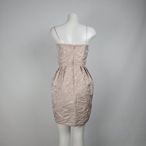 Max and Cleo Champagne Floral Sleeveless Mini Dress Size 8