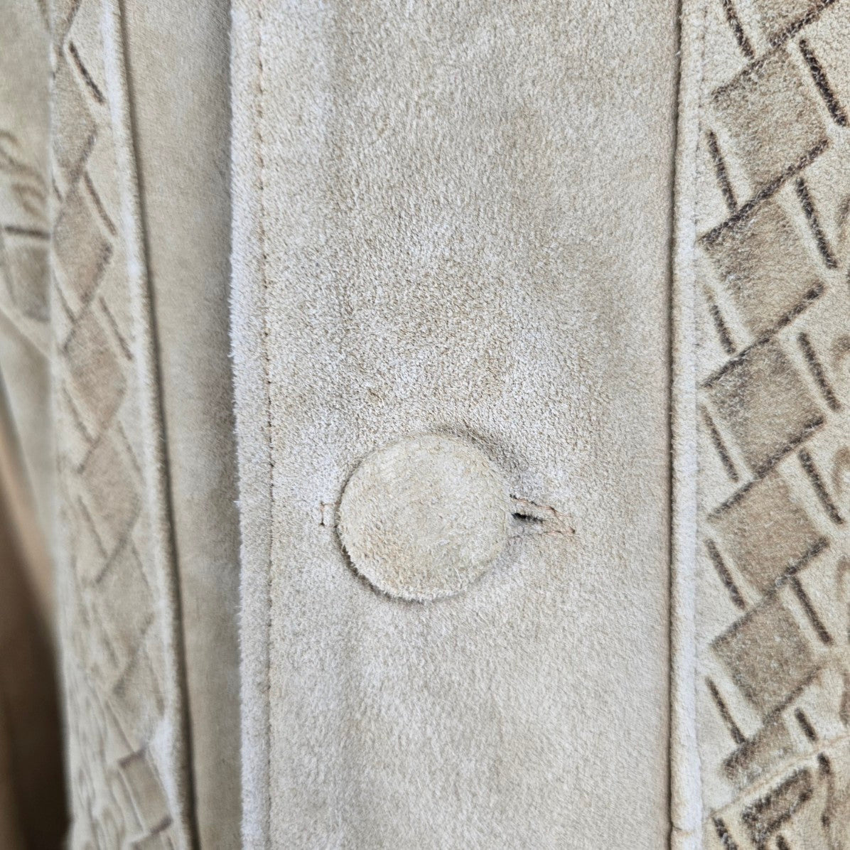 Vintage Handmade Leather Western Embossed Horse Button Up Chore Coat Size S/M