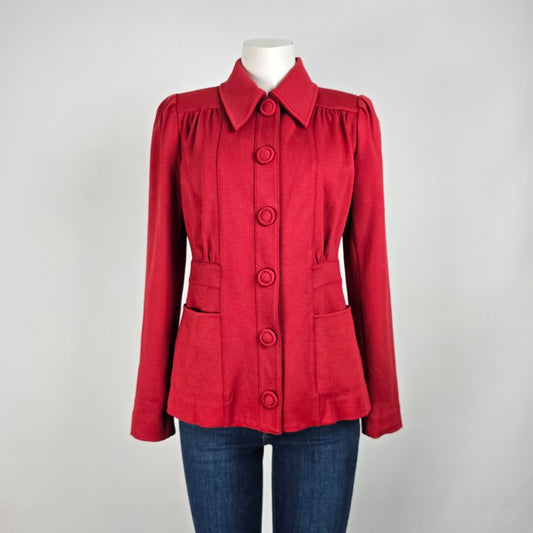 Cabi Red Spencer Snap Button Up Jacket Coat Size S