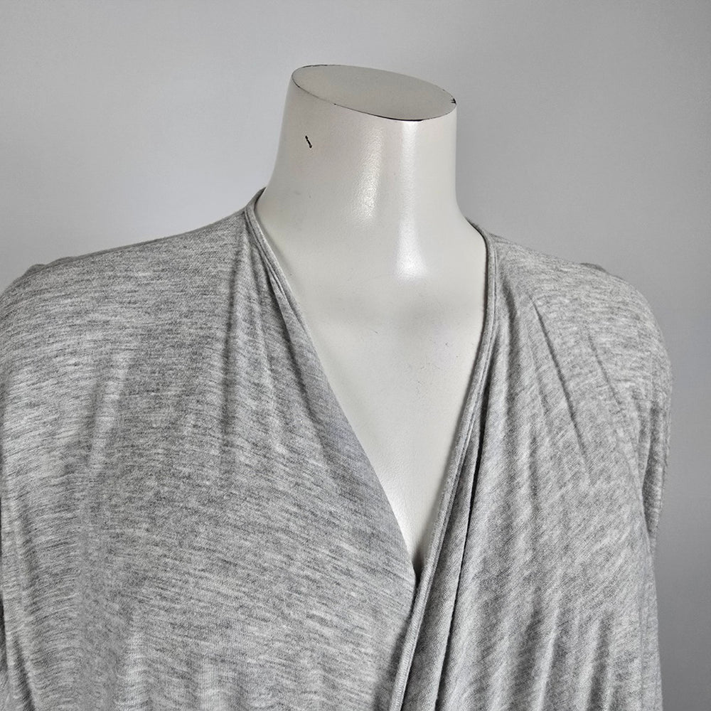 Cabi Taylor Twist Draped Front Knit Grey Top Size S