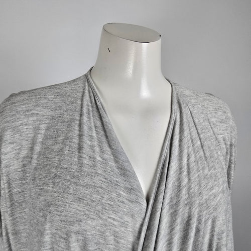 Cabi Taylor Twist Draped Front Knit Grey Top Size S
