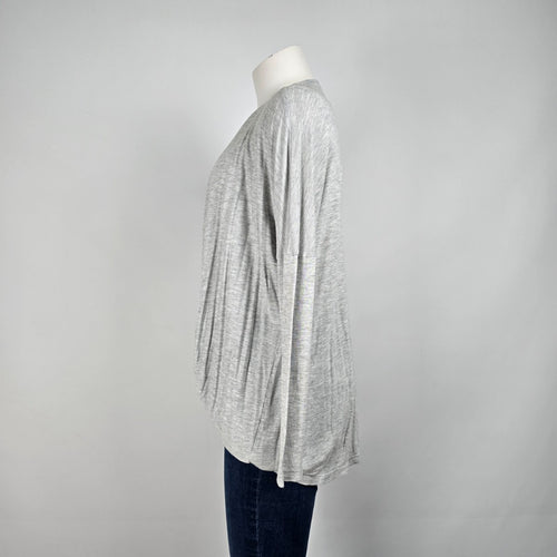 Cabi Taylor Twist Draped Front Knit Grey Top Size S
