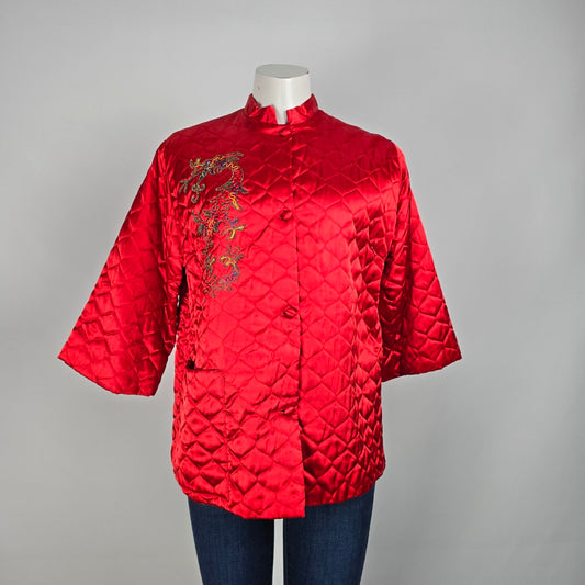 Vintage 60's BEATRICE PINES quilted embroidered oriental style jacket Size L