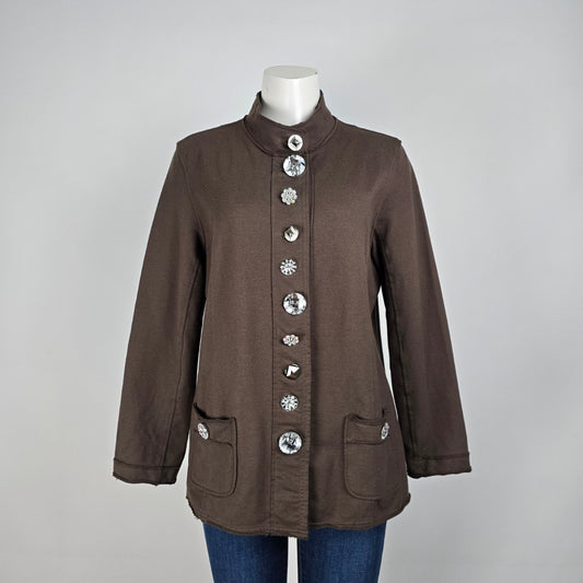Neon Buddha Brown Cotton Button Up Jacket Size XL