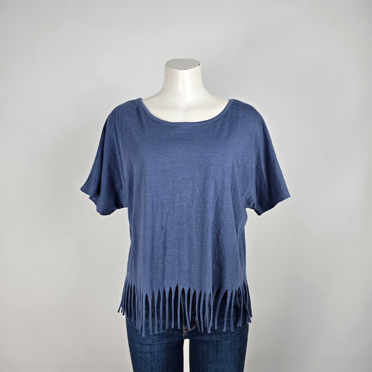 Blue Crush Cotton Fringe Bottom Short Sleeve T-shirt Size XL