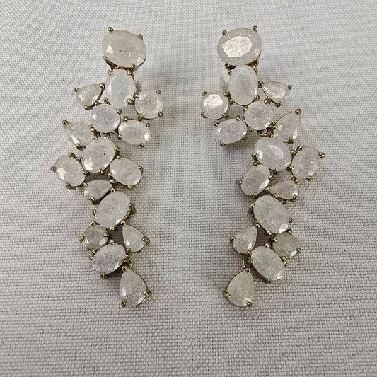 Gold Tone Faceted Statement Earrings