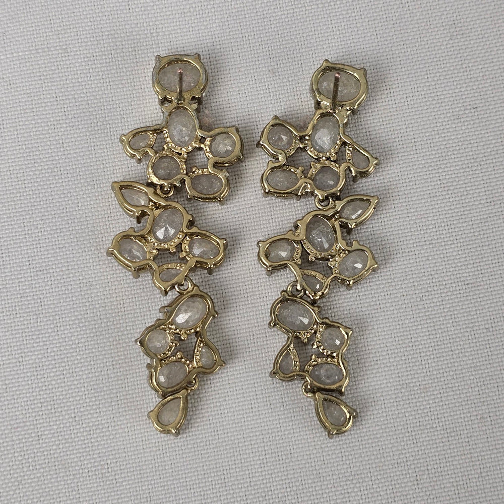 Gold Tone Faceted Statement Earrings