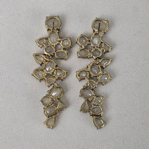 Gold Tone Faceted Statement Earrings