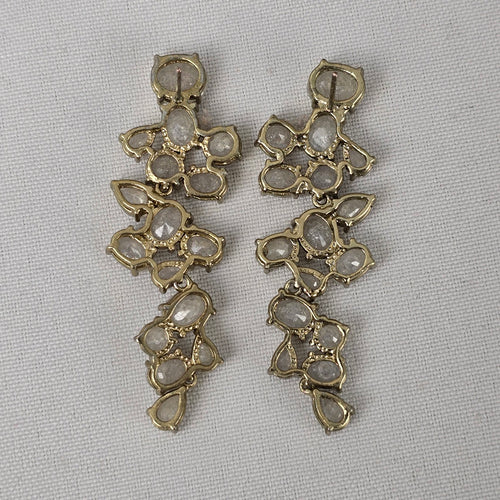 Gold Tone Faceted Statement Earrings