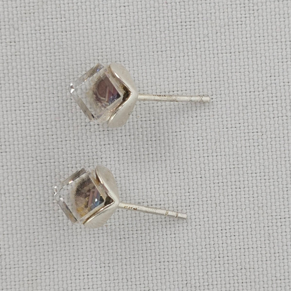 925 Sterling Cut Crystal Stud Earrings