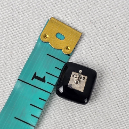 925 Sterling Silver Square Black Enamel Stud Earrings