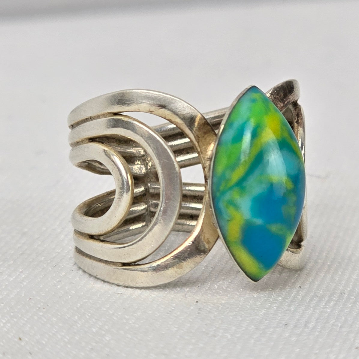 925 Sterling Silver Blue Natural Stone Ring