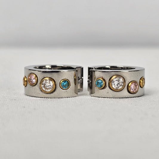 Chisel Stainless Steel Silver Colored Crystal Hoop Earrings