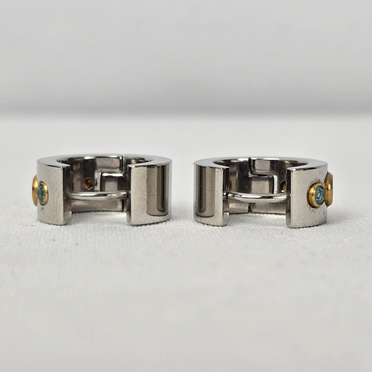 Chisel Stainless Steel Silver Colored Crystal Hoop Earrings
