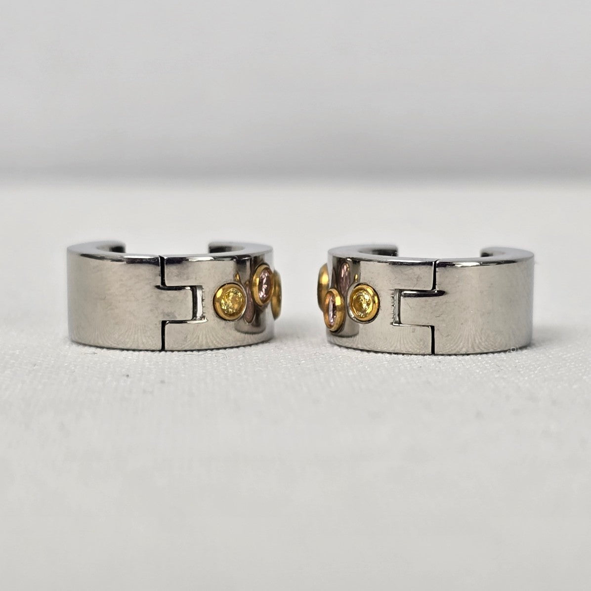 Chisel Stainless Steel Silver Colored Crystal Hoop Earrings