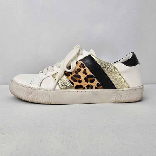 Steve Madden White Animal Print Lace Up Sneakers Size 7