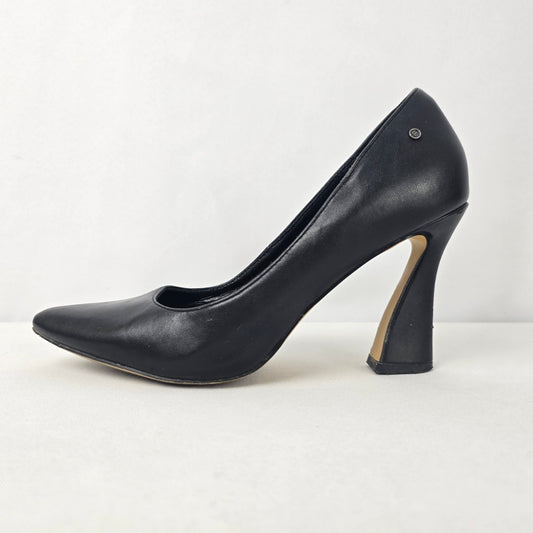 French Connection Black Leather Heel Shoes Size 8
