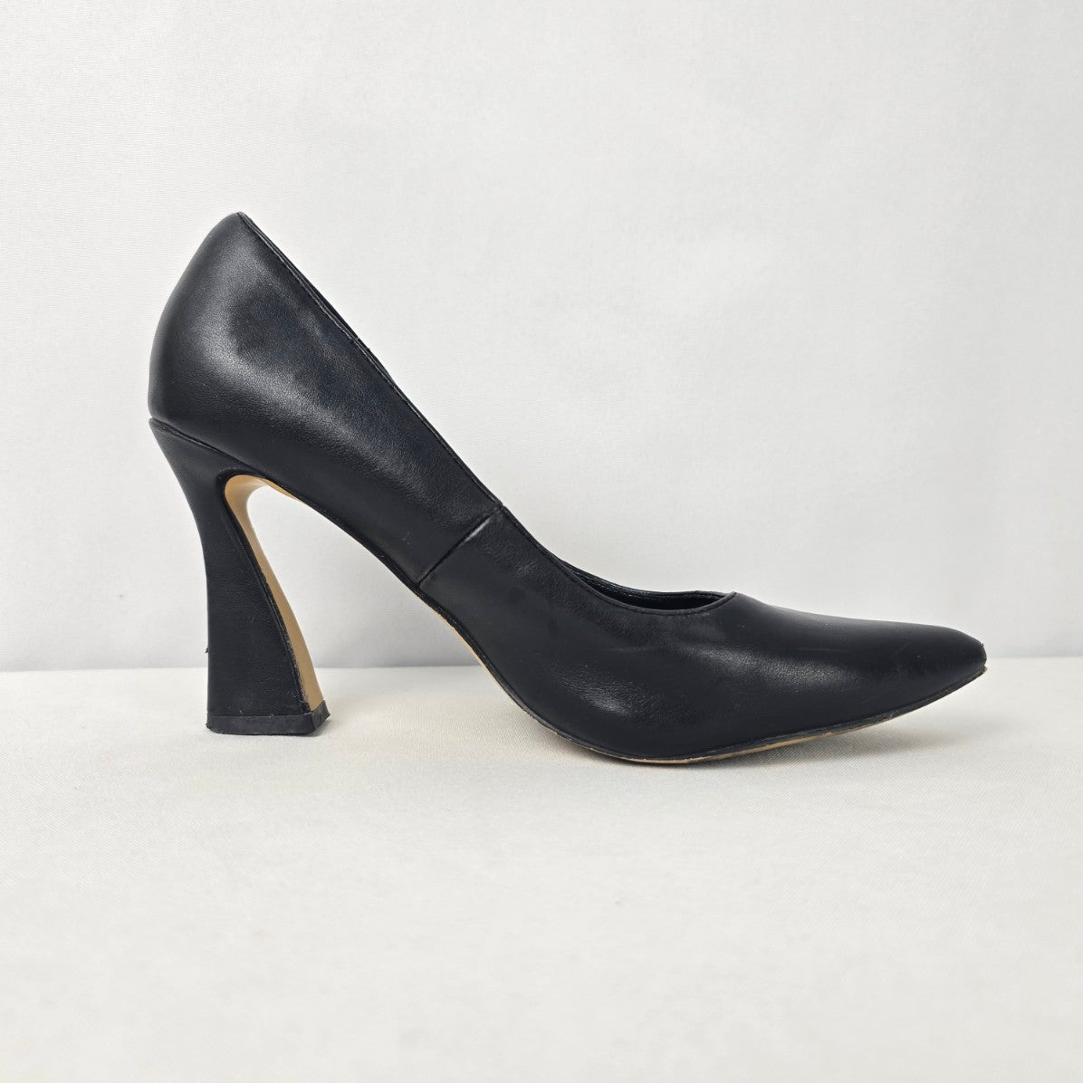 French Connection Black Leather Heel Shoes Size 8
