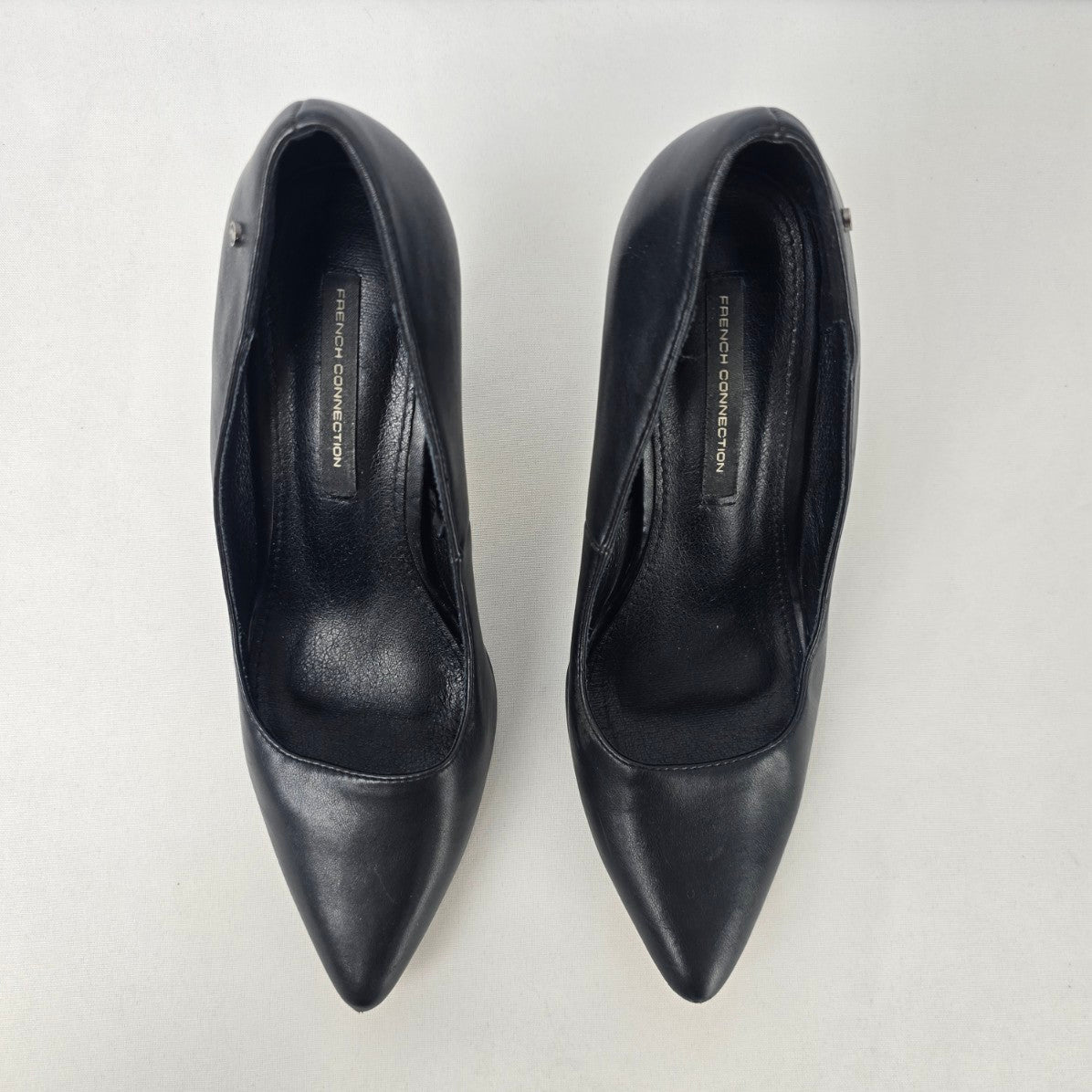 French Connection Black Leather Heel Shoes Size 8