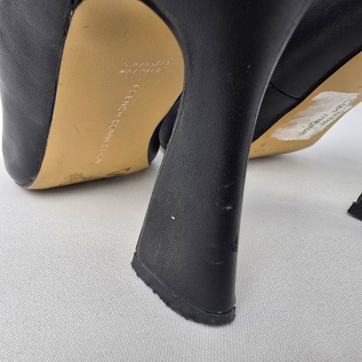 French Connection Black Leather Heel Shoes Size 8