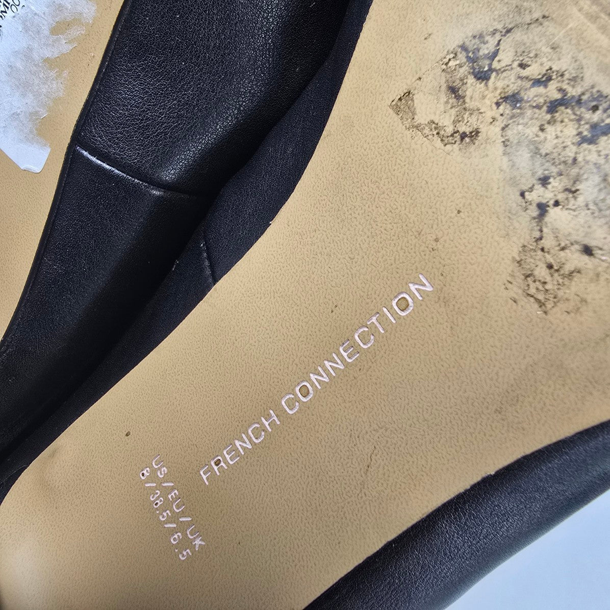 French Connection Black Leather Heel Shoes Size 8