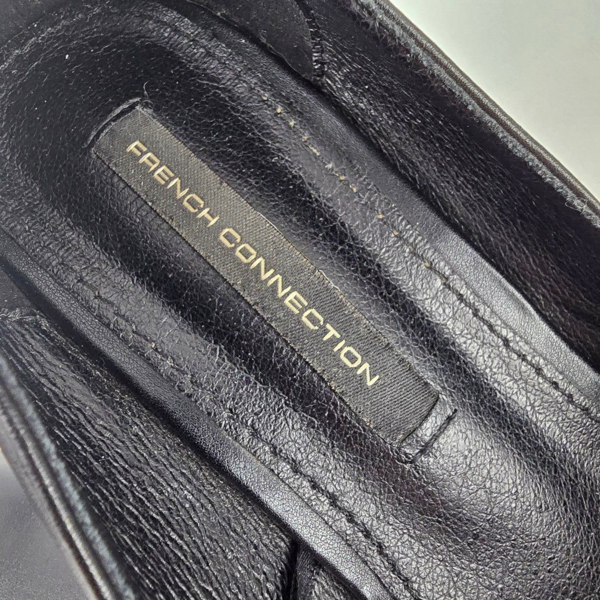 French Connection Black Leather Heel Shoes Size 8