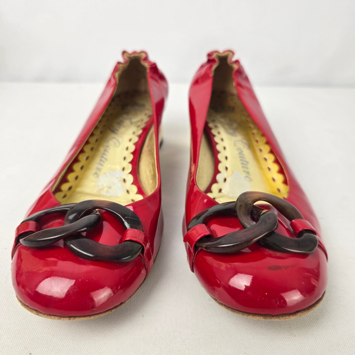 Juicy Couture Red & Gold Low Heel Shoes Size 8.5