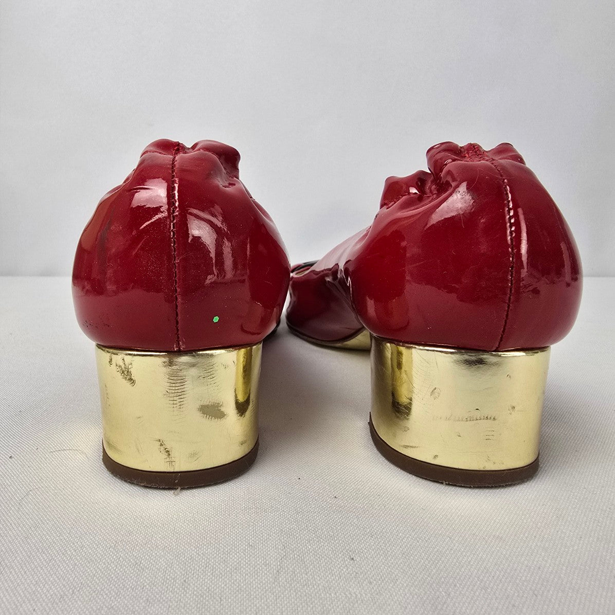 Juicy Couture Red & Gold Low Heel Shoes Size 8.5