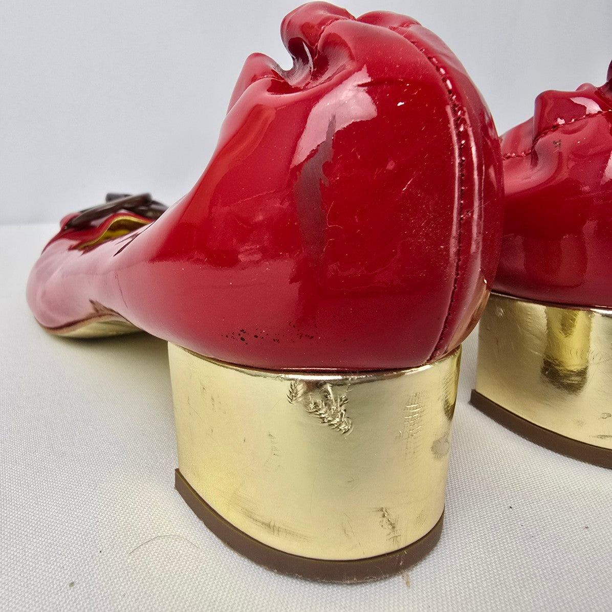 Juicy Couture Red & Gold Low Heel Shoes Size 8.5