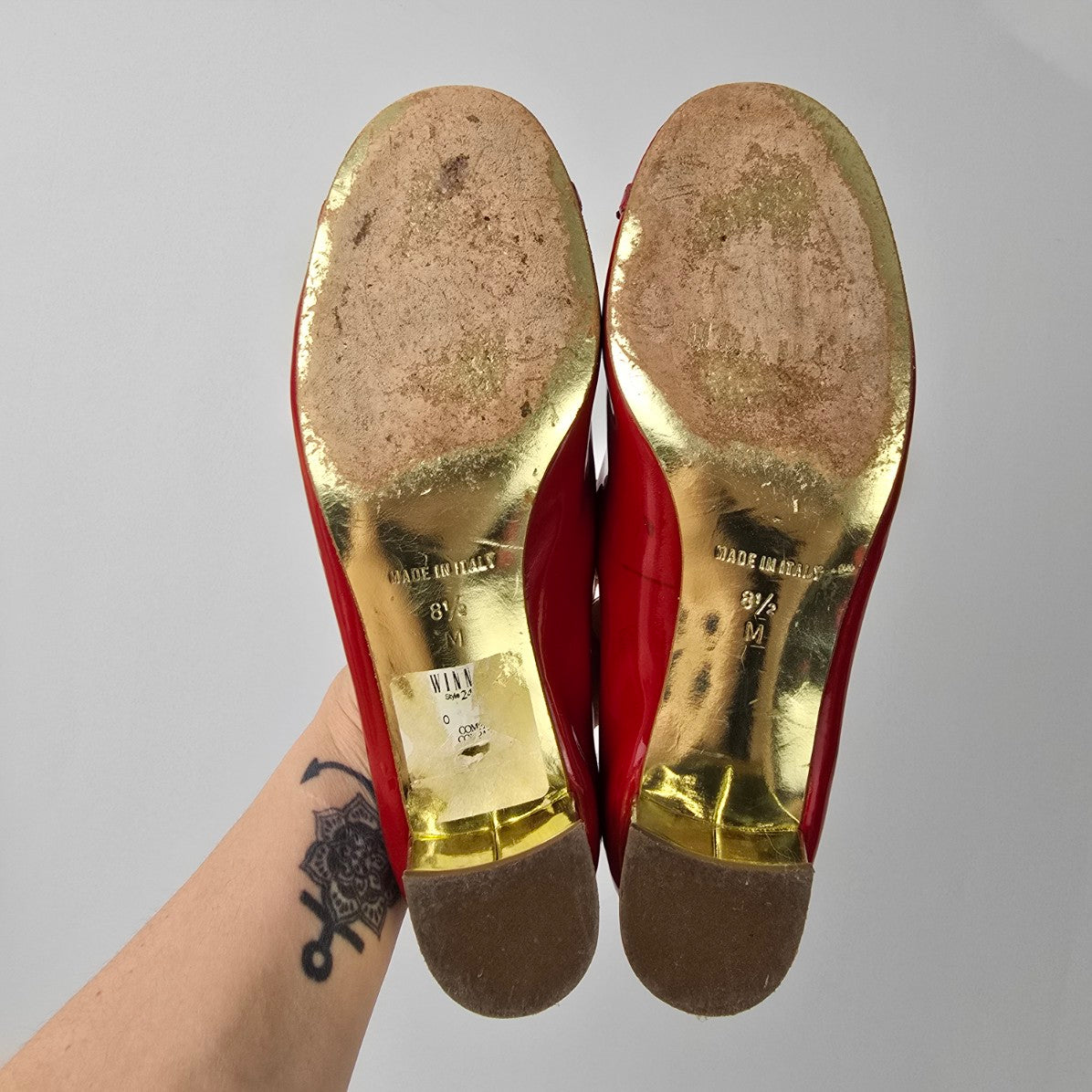 Juicy Couture Red & Gold Low Heel Shoes Size 8.5