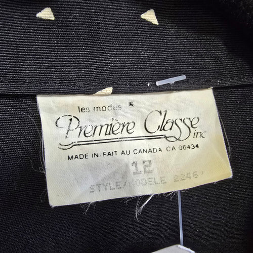 Vintage Premiere Class Black Button Up Blazer Jacket Size 12