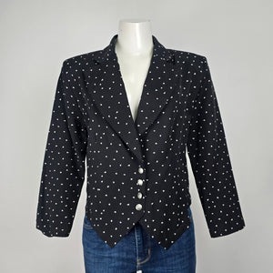 Vintage Premiere Class Black Button Up Blazer Jacket Size 12