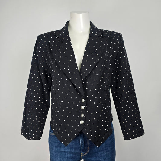 Vintage Premiere Class Black Button Up Blazer Jacket Size 12