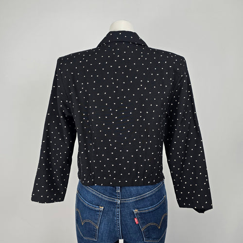 Vintage Premiere Class Black Button Up Blazer Jacket Size 12