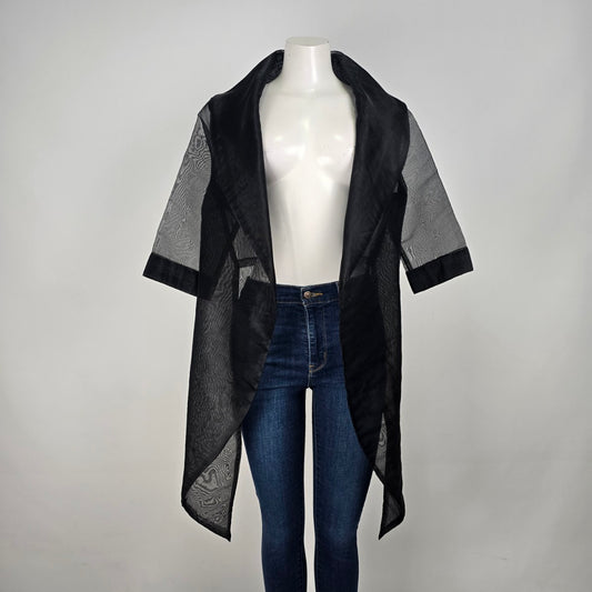 Uptown Girl Black Sheer High Low Jacket Size M