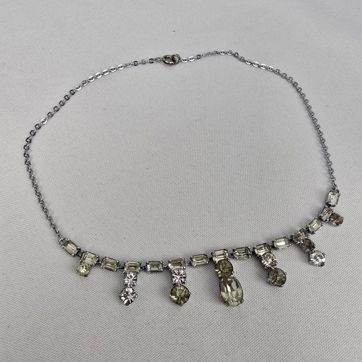 Vintage Silver Crystal Rhinestone Collar Necklace