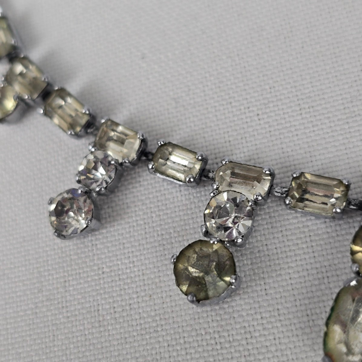 Vintage Silver Crystal Rhinestone Collar Necklace