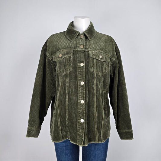 Only Green Corduroy 'Button Up Jacket Size XS