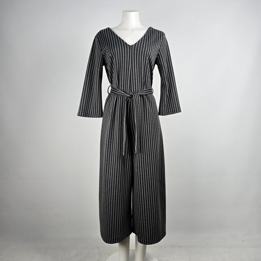 Mira & Co Grey Pin Stripe Cropped Jumpsuit Size M