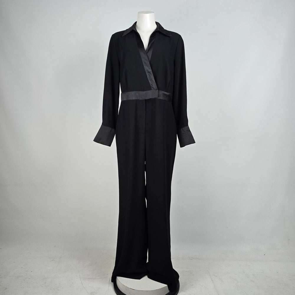 Ricki's Black Satin Trimmed Jumpsuit Size 12