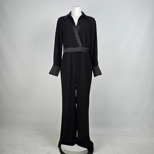 Ricki's Black Satin Trimmed Jumpsuit Size 12