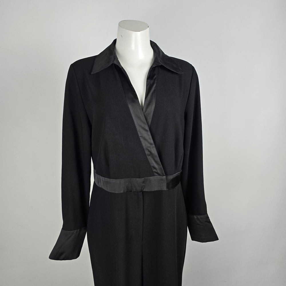 Ricki's Black Satin Trimmed Jumpsuit Size 12