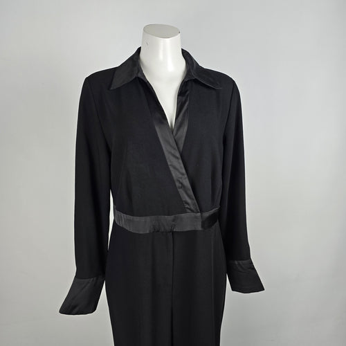 Ricki's Black Satin Trimmed Jumpsuit Size 12