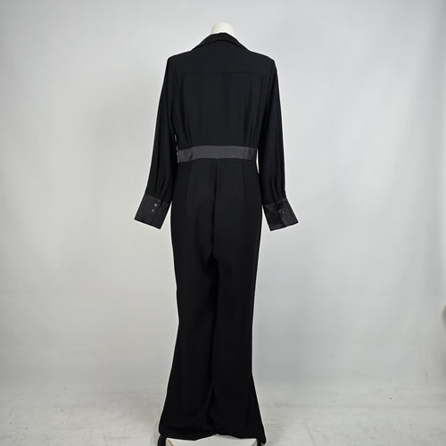 Ricki's Black Satin Trimmed Jumpsuit Size 12