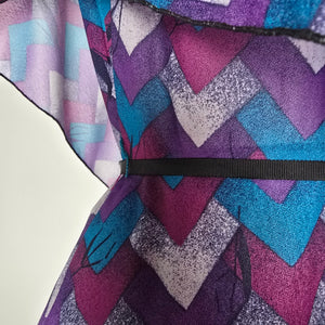Vintage Blue & Purple Geometric Knee Length Dress Size M