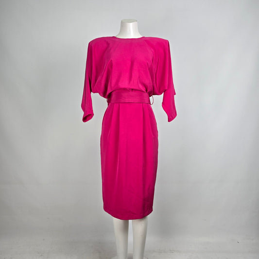 Vintage Joseph Ribkoff Pink Belted Bow Detail Dress Size 7