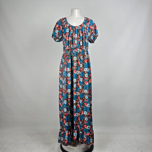 Vintage Penningtons Blue Floral Maxi Dress Size 8