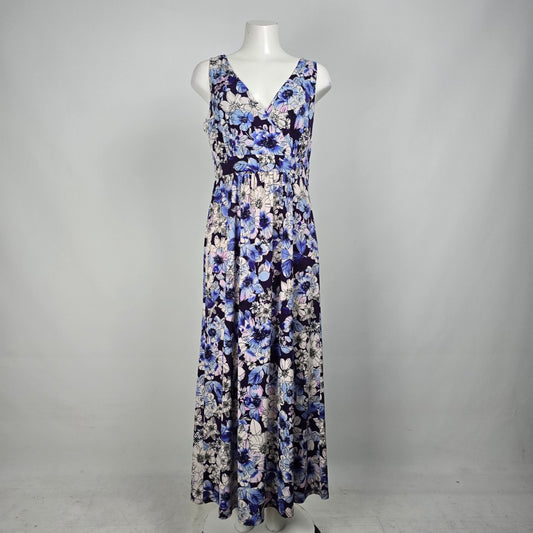 Cold Water Creek Blue Floral Maxi Dress Size 12