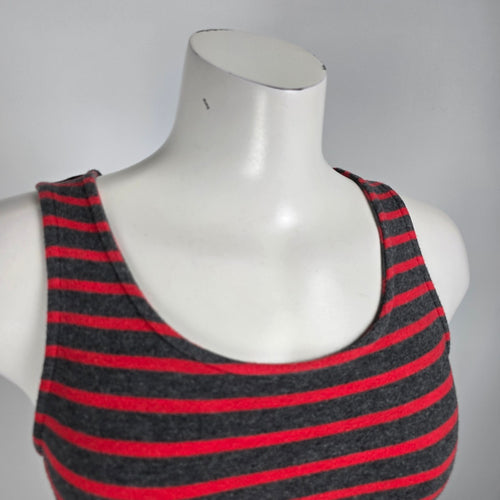 Matilda Jane T'WAS THE NIGHT Dress Red Stripes Tulle Overlay Size XS